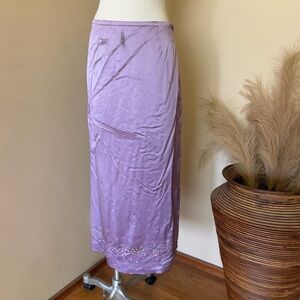 Lavender Embellished Silk Maxi Skirt - Women